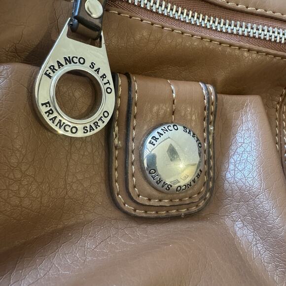 Franco Sarto Brown Faux Leather Handbag Purse Crossbody Shoulder Bag Pockets - Picture 4 of 16